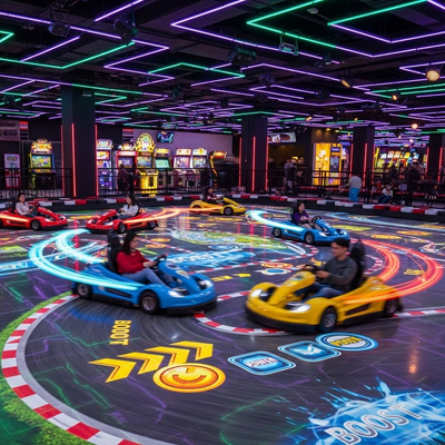 よい価格 没入型インタラクティブプロジェクションゴーカートレーシングゲーム遊園地用屋内電動バトルカート オンライン